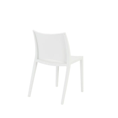 Set of Two White Heavy Duty Plastic Outdoor Stacking Dining Chairs HomeRoots