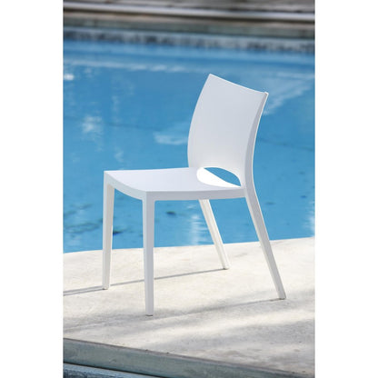 Set of Two White Heavy Duty Plastic Outdoor Stacking Dining Chairs HomeRoots