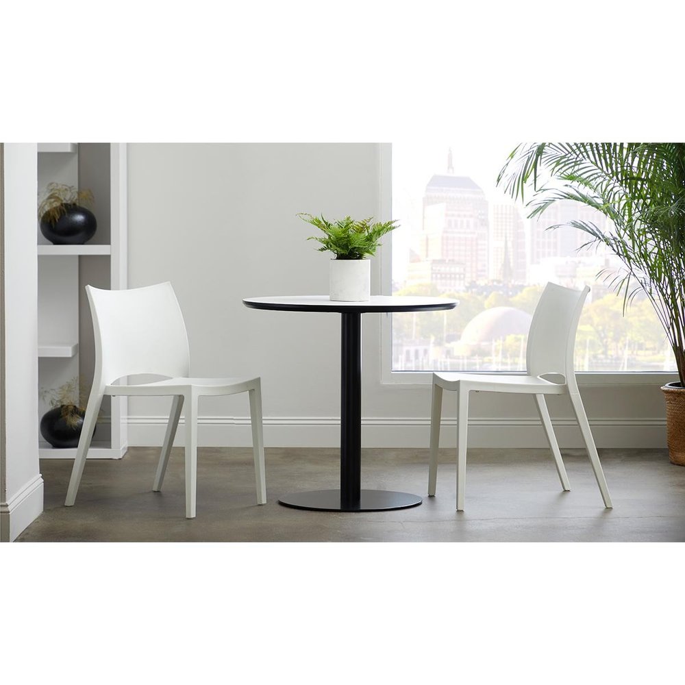 Set of Two White Heavy Duty Plastic Outdoor Stacking Dining Chairs HomeRoots