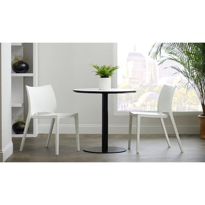 Set of Two White Heavy Duty Plastic Outdoor Stacking Dining Chairs HomeRoots