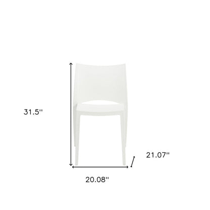 Set of Two White Heavy Duty Plastic Outdoor Stacking Dining Chairs HomeRoots