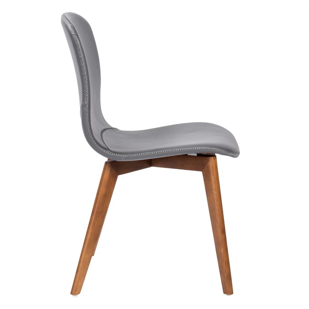 Set of Two Gray and Brown Upholstered Faux Leather Dining Side Chairs HomeRoots
