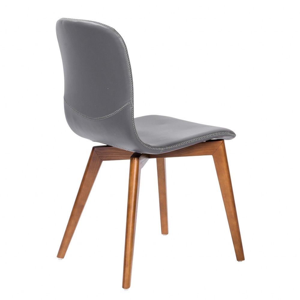 Set of Two Gray and Brown Upholstered Faux Leather Dining Side Chairs HomeRoots