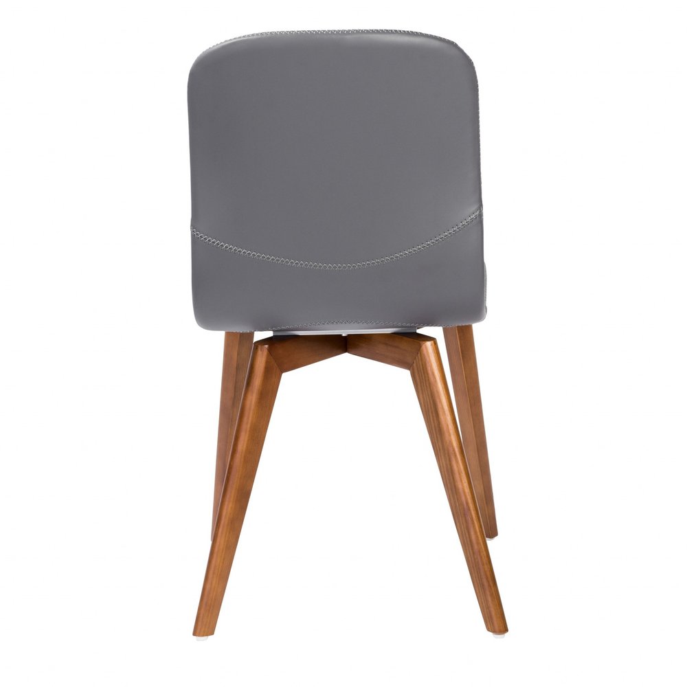 Set of Two Gray and Brown Upholstered Faux Leather Dining Side Chairs HomeRoots