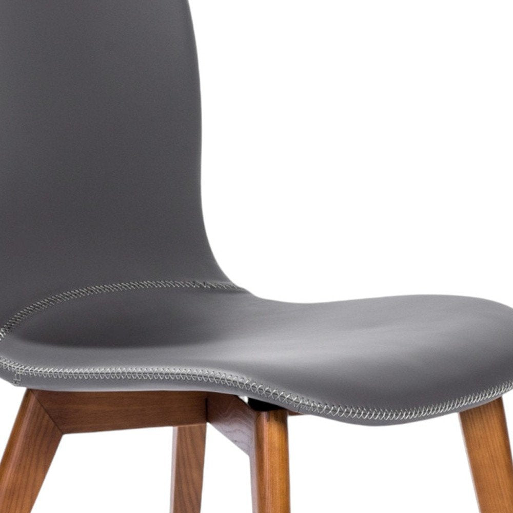 Set of Two Gray and Brown Upholstered Faux Leather Dining Side Chairs HomeRoots