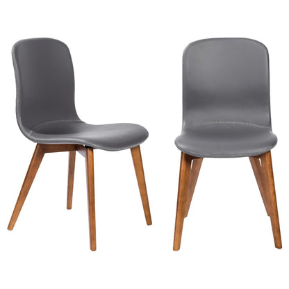 Set of Two Gray and Brown Upholstered Faux Leather Dining Side Chairs HomeRoots