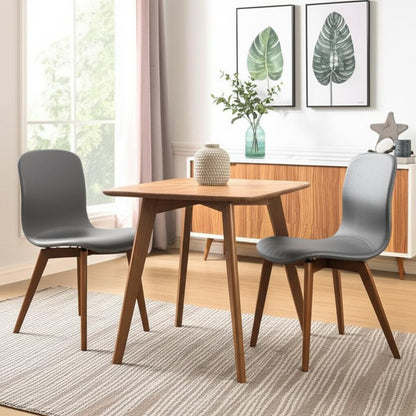 Set of Two Gray and Brown Upholstered Faux Leather Dining Side Chairs HomeRoots