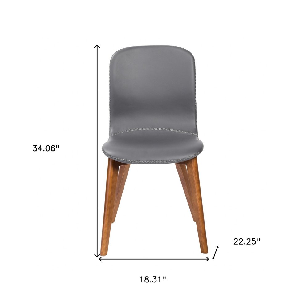 Set of Two Gray and Brown Upholstered Faux Leather Dining Side Chairs HomeRoots