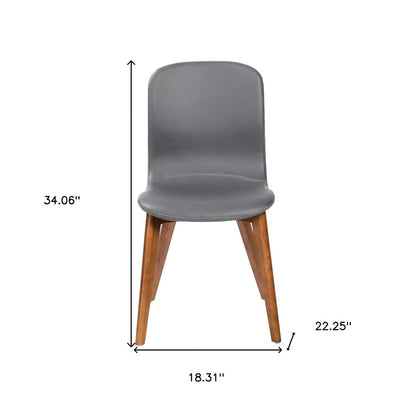 Set of Two Gray and Brown Upholstered Faux Leather Dining Side Chairs HomeRoots