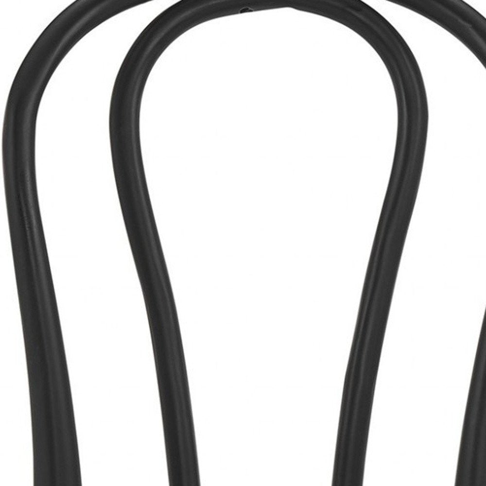 Set of Two Black and Natural Solid Wood And Rattan Curved Back Dining Side Chairs HomeRoots