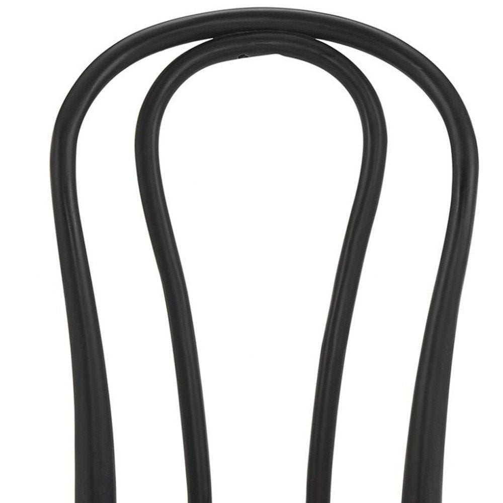 Set of Two Black and Natural Solid Wood And Rattan Curved Back Dining Side Chairs HomeRoots