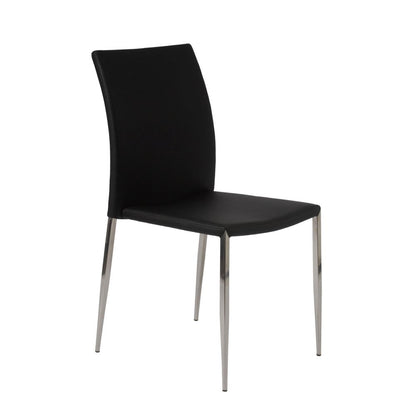 Set of Two Black and Silver Upholstered Faux Leather Dining Side Chairs HomeRoots