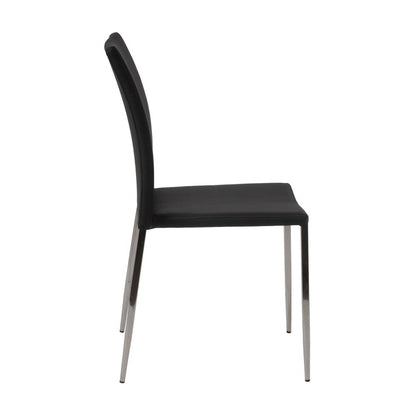 Set of Two Black and Silver Upholstered Faux Leather Dining Side Chairs HomeRoots