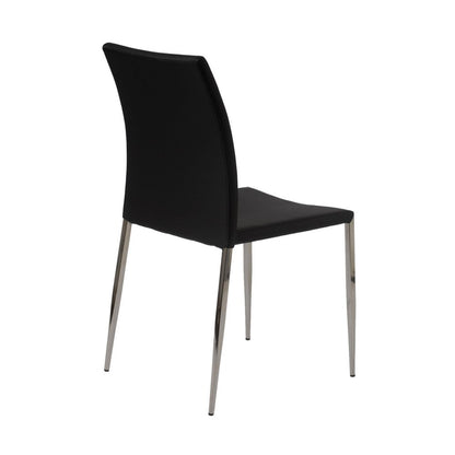 Set of Two Black and Silver Upholstered Faux Leather Dining Side Chairs HomeRoots