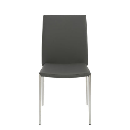 Set of Two Gray and Silver Upholstered Leather Dining Side Chairs HomeRoots