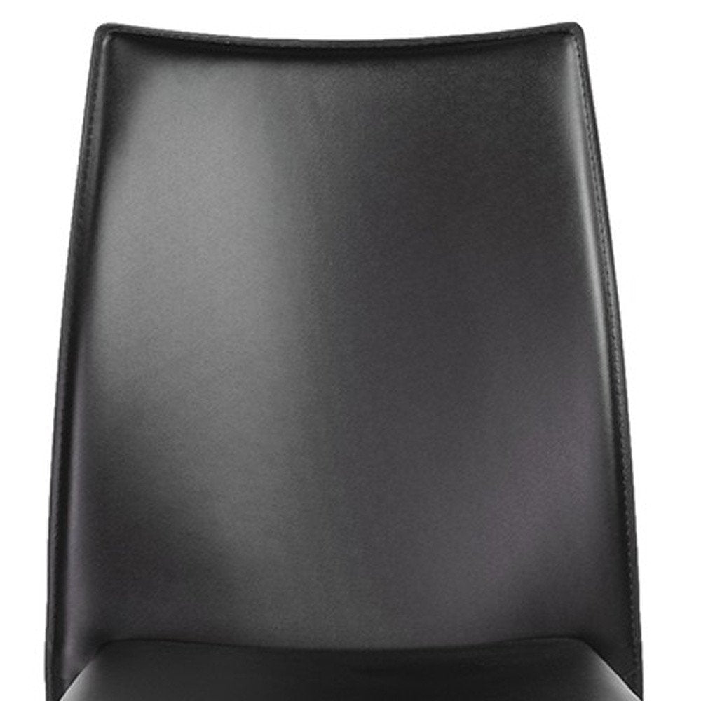 Set of Two Black Upholstered Faux Leather Dining Side Chairs HomeRoots