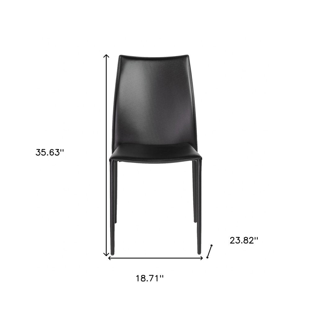 Set of Two Black Upholstered Faux Leather Dining Side Chairs HomeRoots