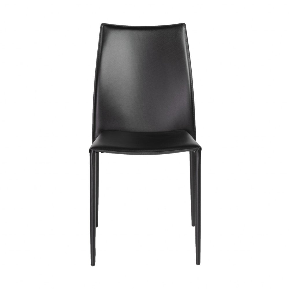 Set of Two Black Upholstered Faux Leather Dining Side Chairs HomeRoots