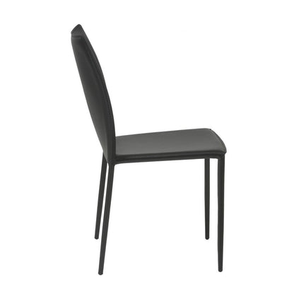 Set of Two Black Upholstered Faux Leather Dining Side Chairs HomeRoots