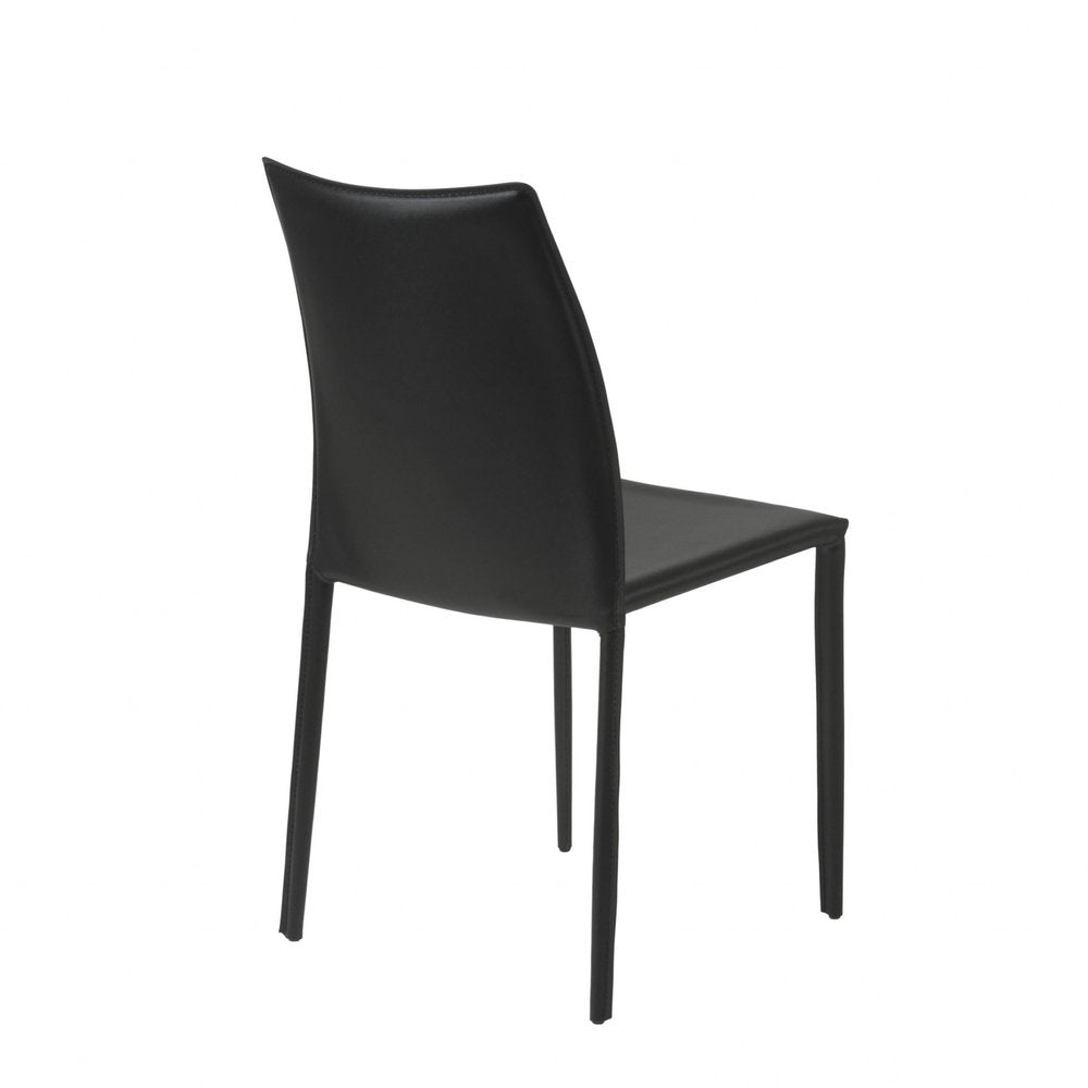 Set of Two Black Upholstered Faux Leather Dining Side Chairs HomeRoots
