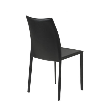 Set of Two Black Upholstered Faux Leather Dining Side Chairs HomeRoots