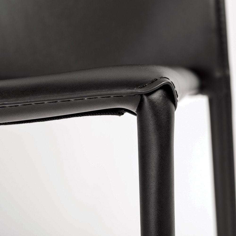 Set of Two Black Upholstered Faux Leather Dining Side Chairs HomeRoots