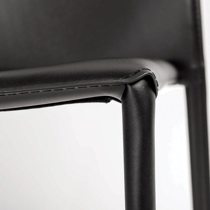Set of Two Black Upholstered Faux Leather Dining Side Chairs HomeRoots