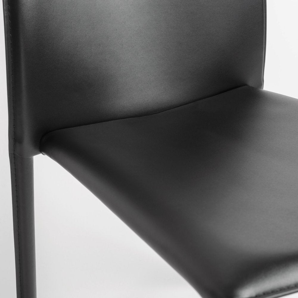 Set of Two Black Upholstered Faux Leather Dining Side Chairs HomeRoots