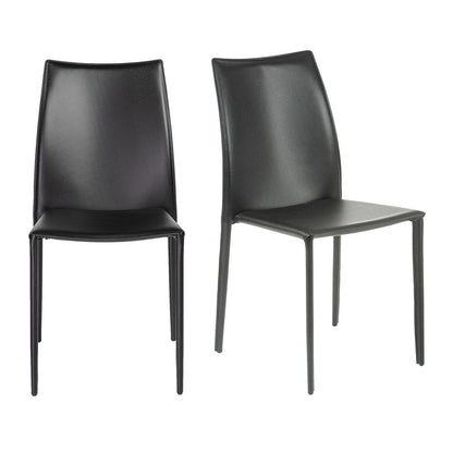 Set of Two Black Upholstered Faux Leather Dining Side Chairs HomeRoots