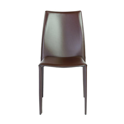 Set of Two Brown Upholstered Leather Dining Side Chairs HomeRoots