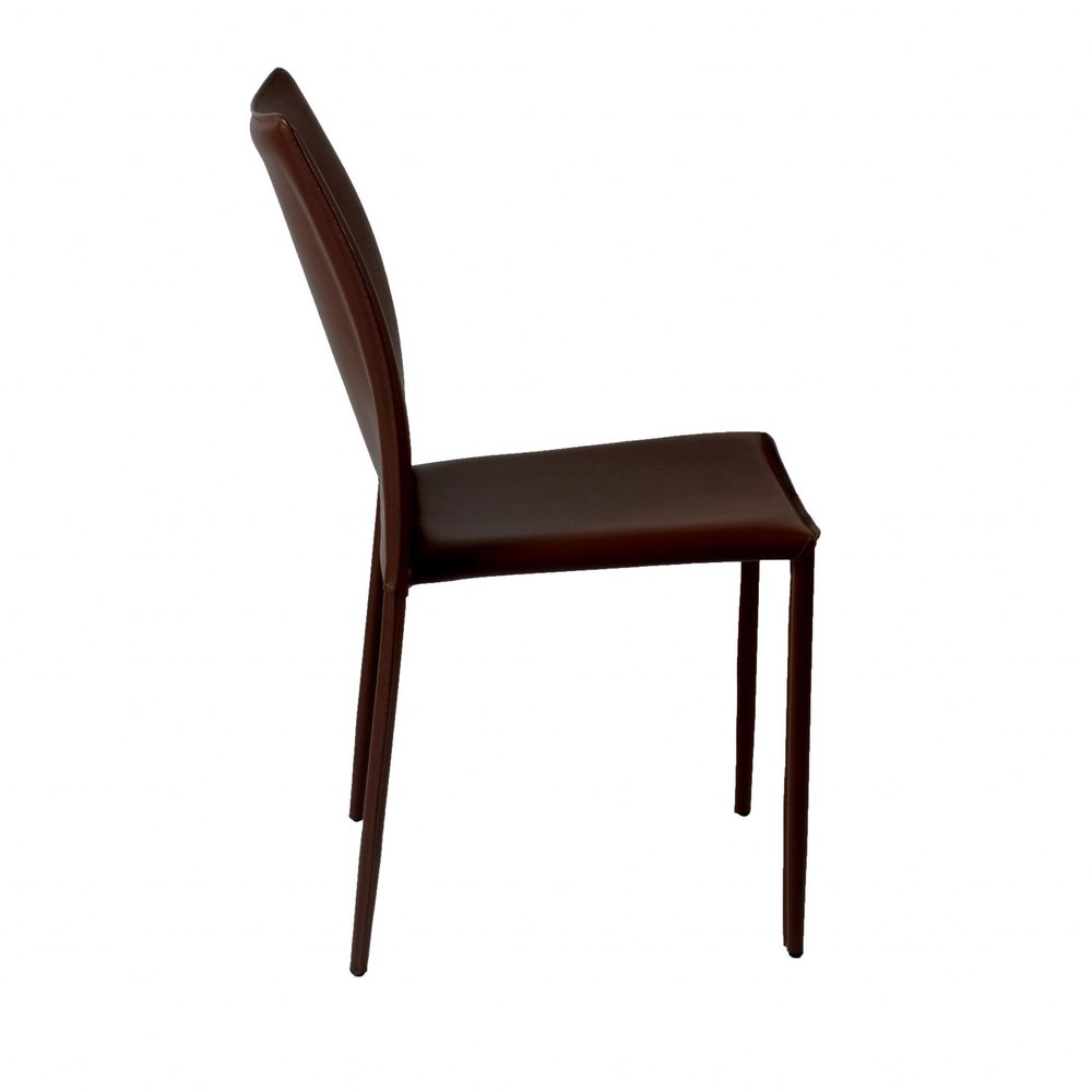 Set of Two Brown Upholstered Leather Dining Side Chairs HomeRoots