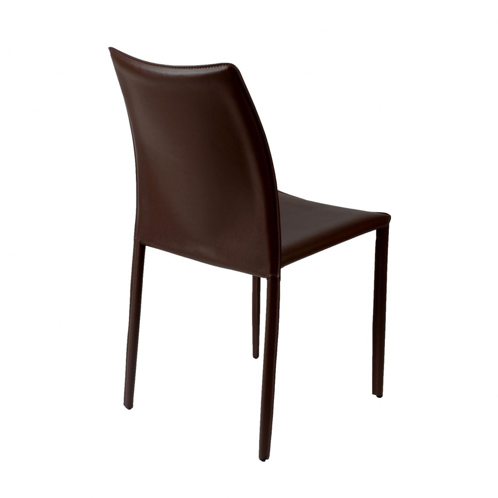 Set of Two Brown Upholstered Leather Dining Side Chairs HomeRoots