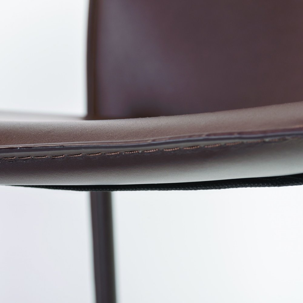 Set of Two Brown Upholstered Leather Dining Side Chairs HomeRoots