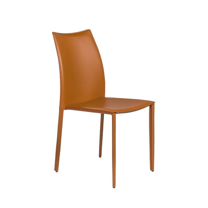 Set of Two Terra Cotta Upholstered Leather Dining Side Chairs HomeRoots
