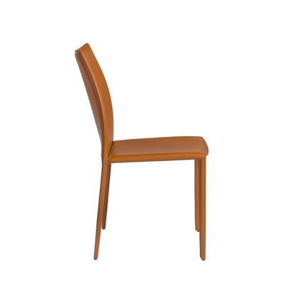 Set of Two Terra Cotta Upholstered Leather Dining Side Chairs HomeRoots
