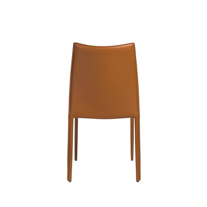 Set of Two Terra Cotta Upholstered Leather Dining Side Chairs HomeRoots