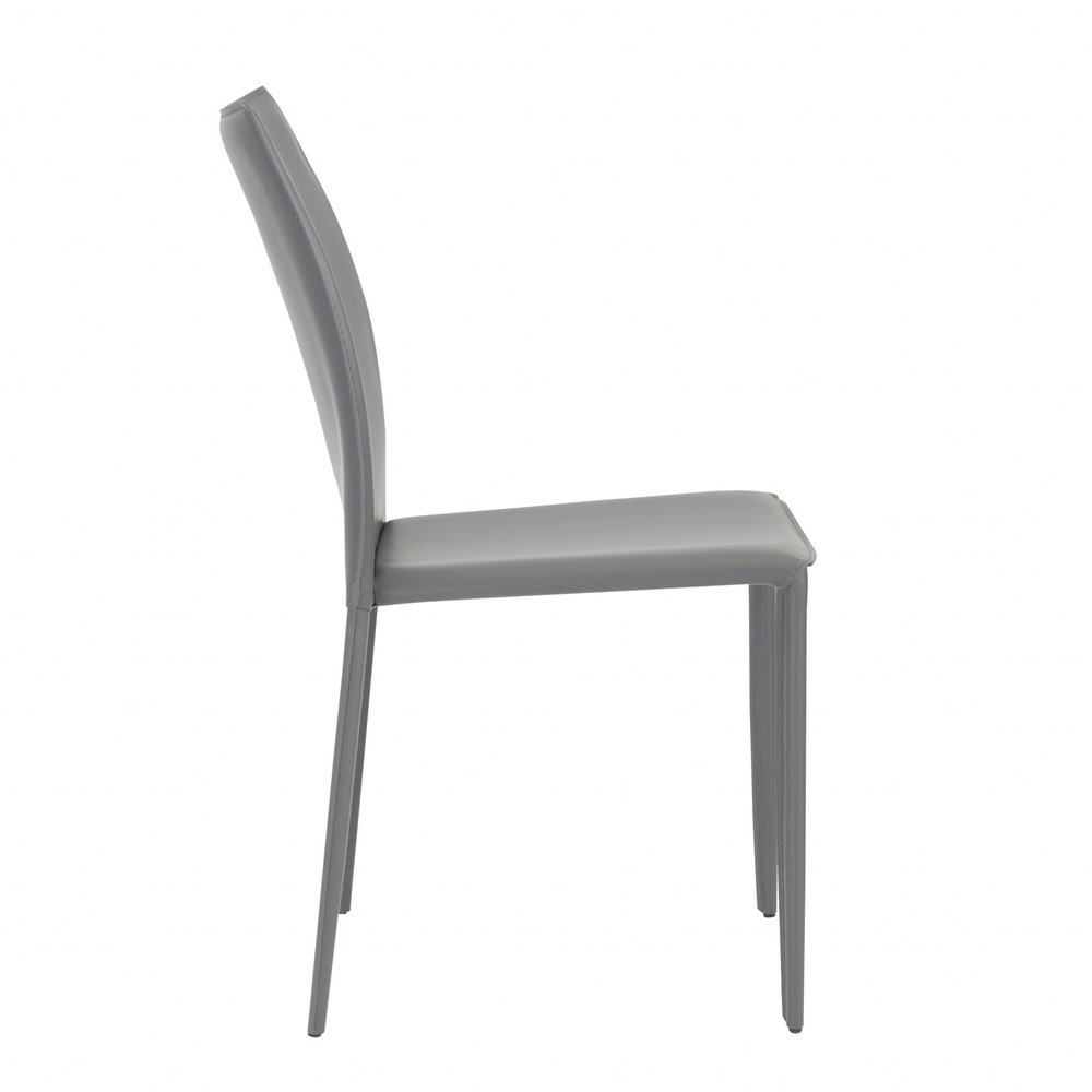 Set of Two Gray Upholstered Leather Dining Side Chairs HomeRoots