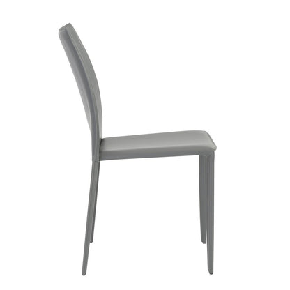 Set of Two Gray Upholstered Leather Dining Side Chairs HomeRoots