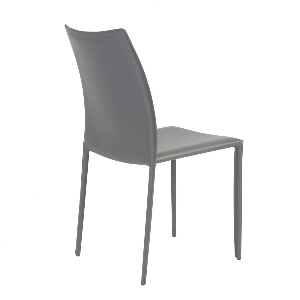 Set of Two Gray Upholstered Leather Dining Side Chairs HomeRoots