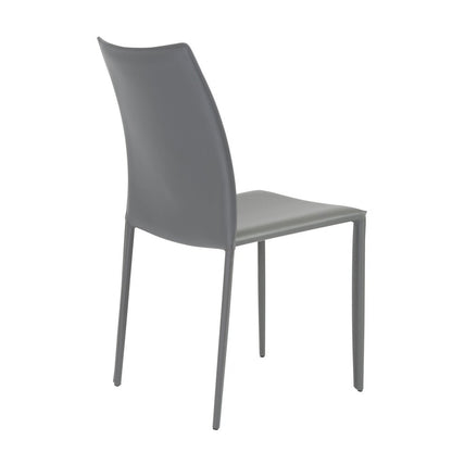 Set of Two Gray Upholstered Leather Dining Side Chairs HomeRoots
