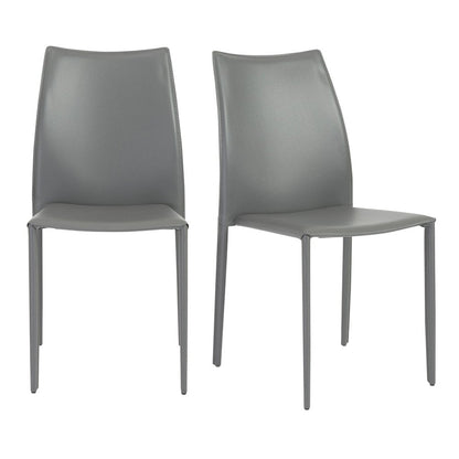 Set of Two Gray Upholstered Leather Dining Side Chairs HomeRoots