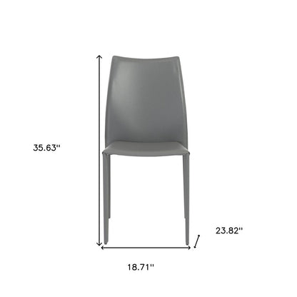 Set of Two Gray Upholstered Leather Dining Side Chairs HomeRoots