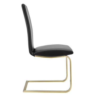 Set of Two Black and Gold Upholstered Leather Dining Side Chairs HomeRoots