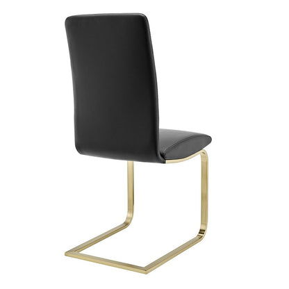 Set of Two Black and Gold Upholstered Leather Dining Side Chairs HomeRoots