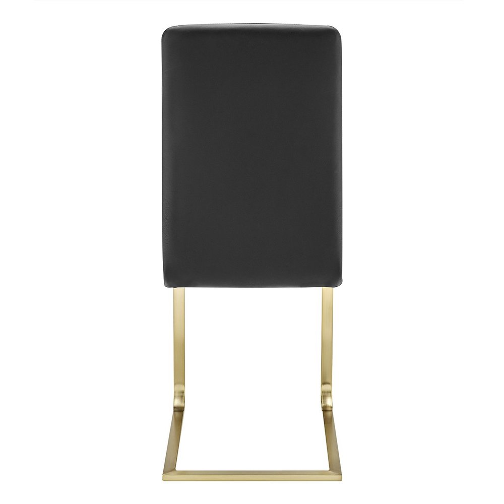 Set of Two Black and Gold Upholstered Leather Dining Side Chairs HomeRoots