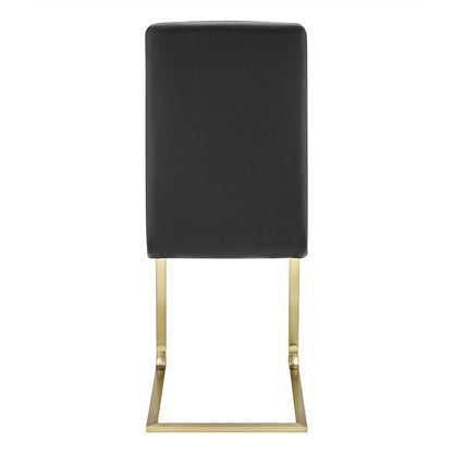 Set of Two Black and Gold Upholstered Leather Dining Side Chairs HomeRoots