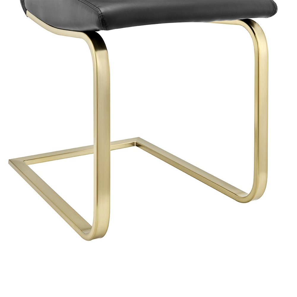 Set of Two Black and Gold Upholstered Leather Dining Side Chairs HomeRoots