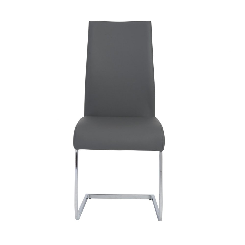 Set of Four Gray and Silver Upholstered Leather Dining Side Chairs HomeRoots