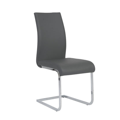 Set of Four Gray and Silver Upholstered Leather Dining Side Chairs HomeRoots