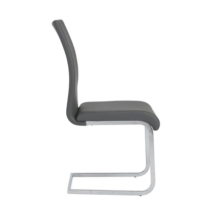Set of Four Gray and Silver Upholstered Leather Dining Side Chairs HomeRoots